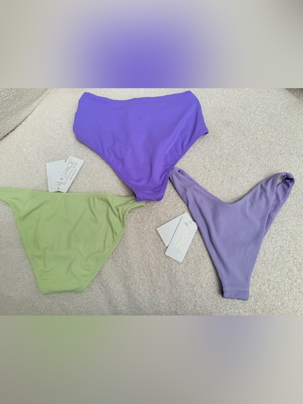 l*space Girls' Colorblock Swim Bottoms in Lime Green and Violet